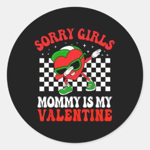 Pegatina Redonda Niños día de San Valentín Lo siento Chicas Mamá es