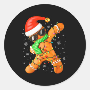 Pegatina Redonda Niños divertidos de Navidad haciendo Dabbing con p