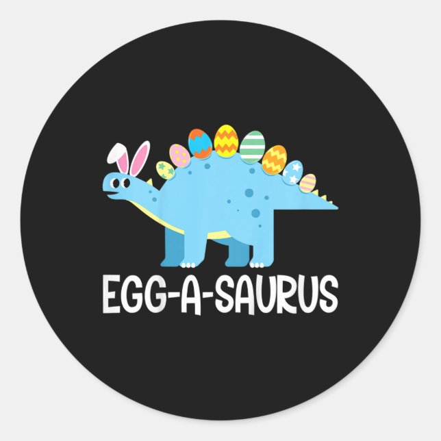 Pegatina Redonda Niños divertidos Eggasaurus Dinosaurios Semana San (Anverso)
