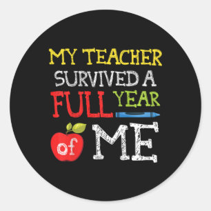 Pegatina Redonda Niños Divertidos El Último Día De La Escuela Para 