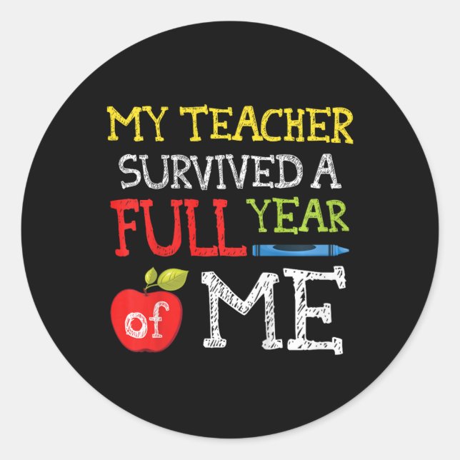 Pegatina Redonda Niños Divertidos El Último Día De La Escuela Para  (Anverso)