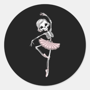 Pegatina Redonda Niños divertidos esqueletos bailando ballet Amante