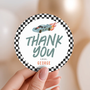 Pegatina Redonda Niños Dos Carreras Rápidas Segundo Favor de Cumple