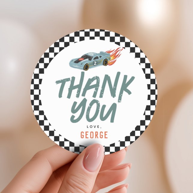 Pegatina Redonda Niños Dos Carreras Rápidas Segundo Favor de Cumple (Subido por el creador)