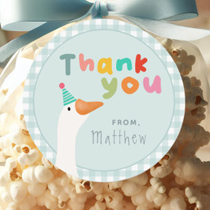 Pegatina Redonda Niños Dos Granjas Azules de Caballo Silly Goose Se