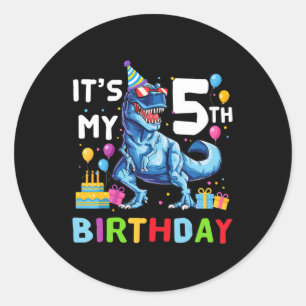 Pegatina Redonda Niños dulces, no, es mi quinto cumpleaños, 5 años