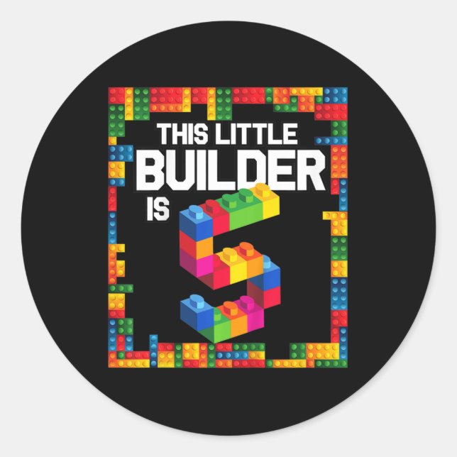 Pegatina Redonda Niños Edificios de 5 años de edad Bloques de ladri (Anverso)