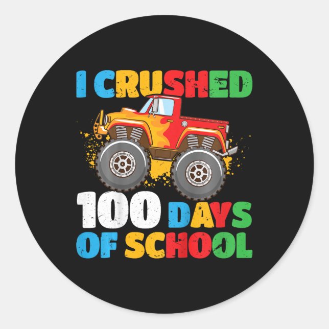 Pegatina Redonda Niños En El 100° Día De Los Niños Que Aplasté 100  (Anverso)