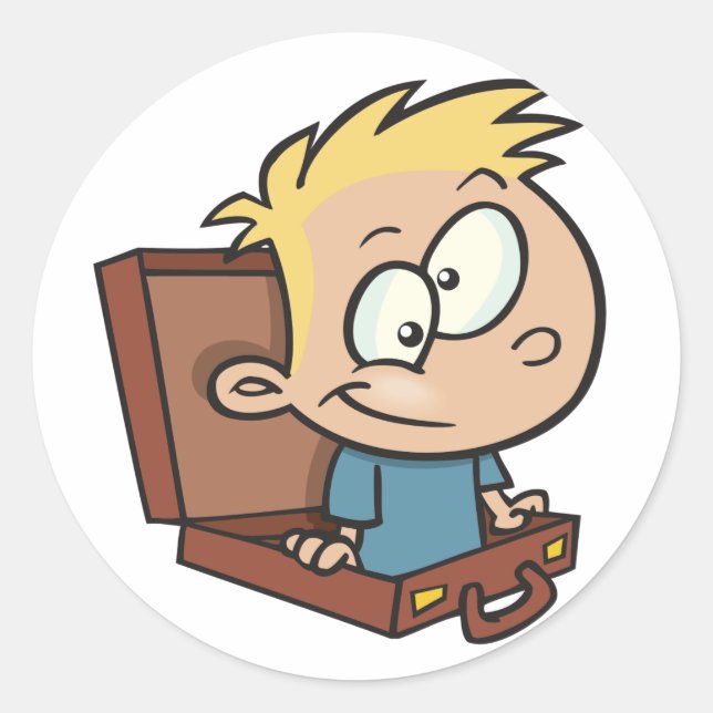 Pegatina Redonda Niños En Una Maleta Pegatinas (Anverso)