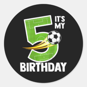 Pegatina Redonda Niños Es Mi Cumpleaños Número 5 Niño Fútbol Ll 5 A