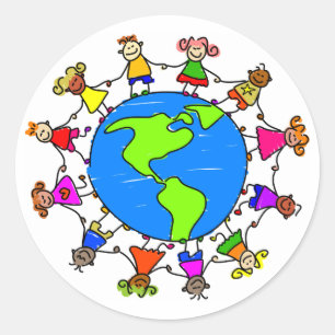 Pegatina Redonda Niños estadounidenses