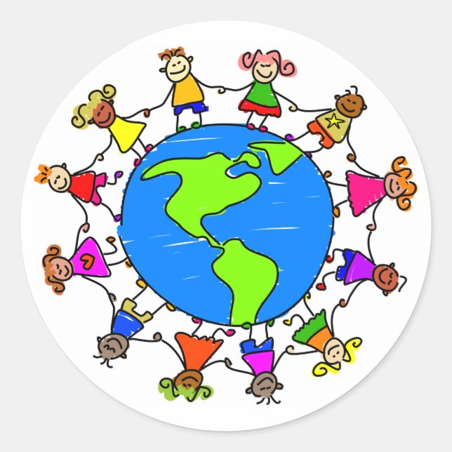 Pegatina Redonda Niños estadounidenses (Anverso)