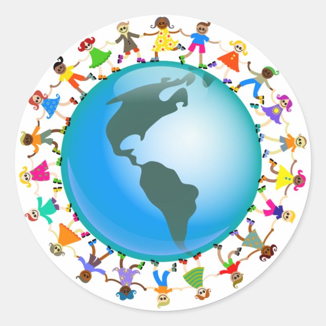 Pegatina Redonda Niños estadounidenses (Anverso)