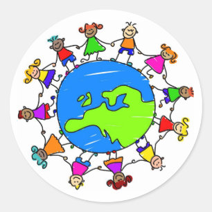Pegatina Redonda Niños europeos