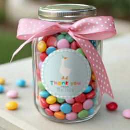 Pegatina Redonda Niños Favor de Cumpleaños Granja Azul Gingham Sill