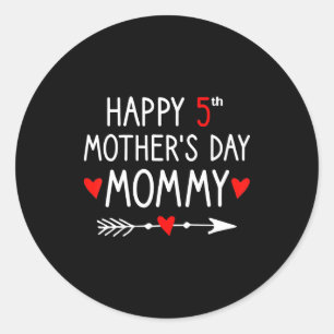 Pegatina Redonda Niños felices 5to día de las madres mami, día de l
