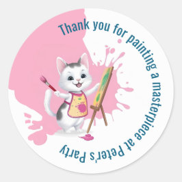 Pegatina Redonda Niños fiestas de arte pintando fiestas