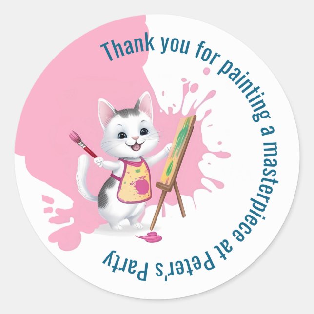 Pegatina Redonda Niños fiestas de arte pintando fiestas (Anverso)