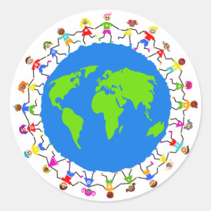 Pegatina Redonda Niños globales