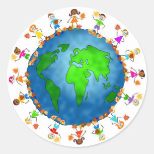 Pegatina Redonda Niños globales de la caída