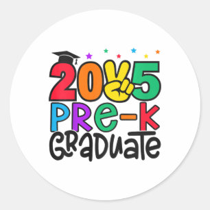 Pegatina Redonda Niños Graduados Preescolares 2025 Graduación Prees