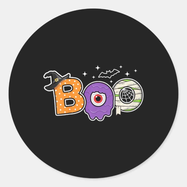 Pegatina Redonda Niños Halloween Spookin Season Calabaza Niños Pequ (Anverso)