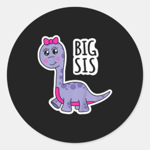 Pegatina Redonda Niños Hermana Mayor Dinosaurio Hermana Super Lindo