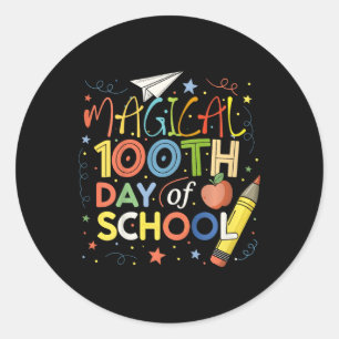 Pegatina Redonda Niños Magicos 100 días de divertidos regalos escol