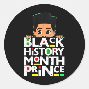 Pegatina Redonda Niños Mes de la Historia Negra Príncipe Melanina H
