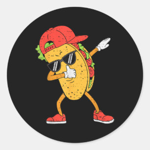 Pegatina Redonda Niños mexicanos Dabbing Tacos Dab Cinco De Mayo