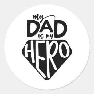 Pegatina Redonda Niños Mi Papá Es Mi Héroe Superhéroe Día De Los Pa