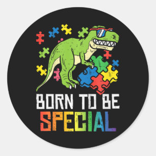 Pegatina Redonda Niños nacidos de rompecabezas de árboles especiale