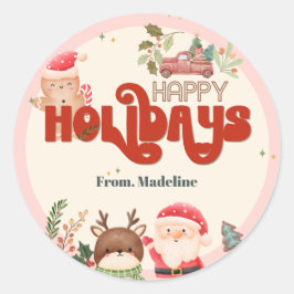 Pegatina Redonda Niños navidades pequeños Invitación de fiesta de v