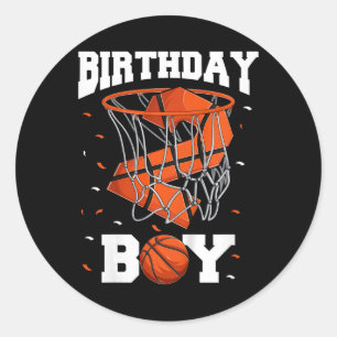 Pegatina Redonda Niños niños de 2º cumpleaños niños de baloncesto