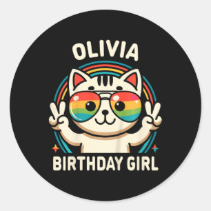 Pegatina Redonda Niños nombran a Olivia Chica de cumpleaños
