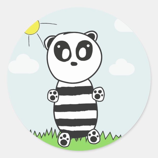 Pegatina Redonda Niños Panda (Anverso)