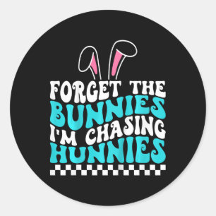 Pegatina Redonda Niños Pascua Olviden a los conejitos que estoy per