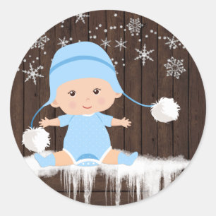 Pegatina Redonda Niños Pegatinas de Baby Shower Snowflake