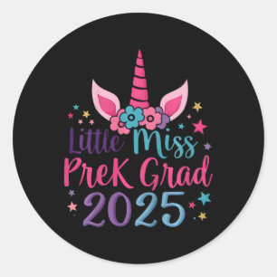 Pegatina Redonda Niños Pequeña Miss Preescolar Chicas Prek G