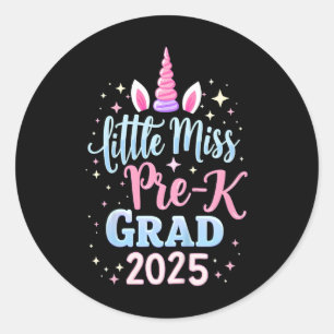 Pegatina Redonda Niños Pequeña Miss Preescolar Chicas Prek G