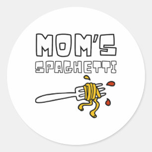 Pegatina Redonda Niños pequeños graciosos de Spaghetti para mamá
