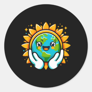 Pegatina Redonda Niños pequeños niños pequeños niños de Cute Earth 