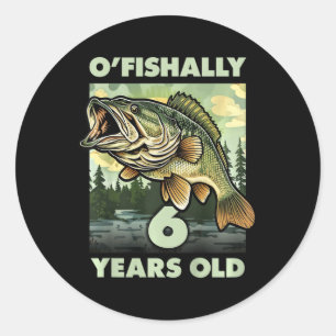 Pegatina Redonda Niños Pescador De 6 Años O'fishally 6 Pesca 6º