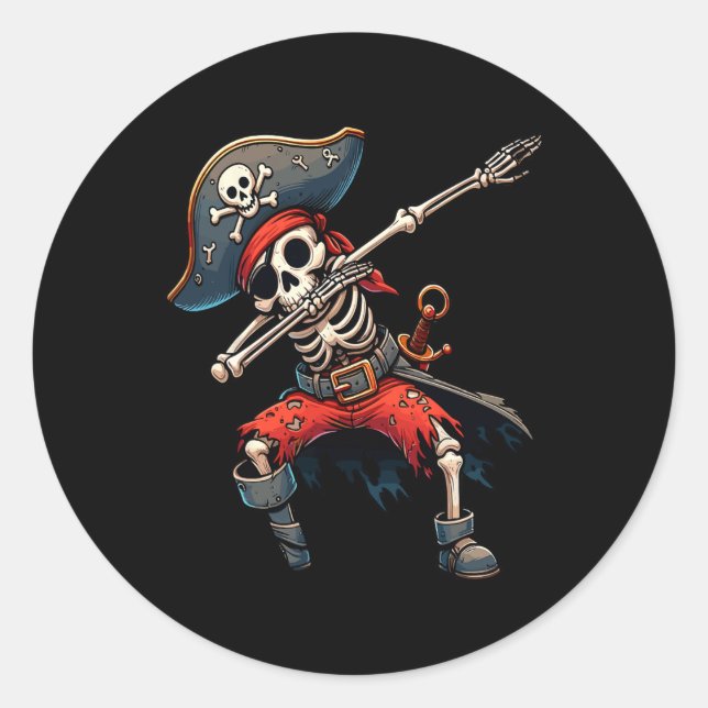 Pegatina Redonda Niños piratas de Skeleton (Anverso)