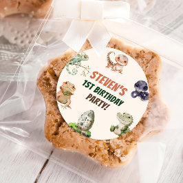 Pegatina Redonda Niños Reptiles Fiesta de cumpleaños