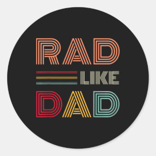 Pegatina Redonda Niños Retro Rad Como Papá Tee Matando Padre Hijo