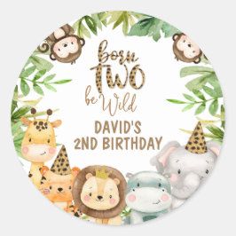 Pegatina Redonda Niños Safari Animales Dos Años Salvajes
