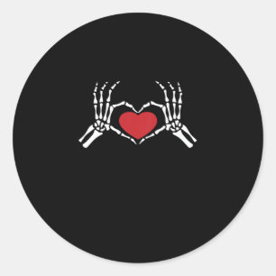 Pegatina Redonda Niños Skeleton Hand Heart Día de San Valentín Clas