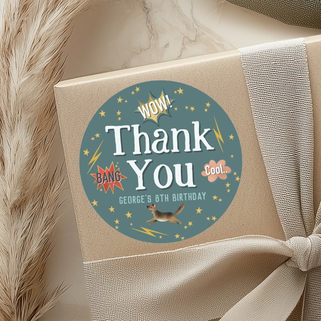 Pegatina Redonda Niños Superhéroes Niños Favor de Cumpleaños (Subido por el creador)