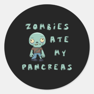 Pegatina Redonda Niños Tipo 1 Diabetes Halloween - Zombies Ate Panc